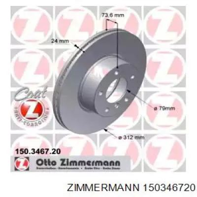 Do koszyka 150346720 Zimmermann Tarcza hamulcowa przednia