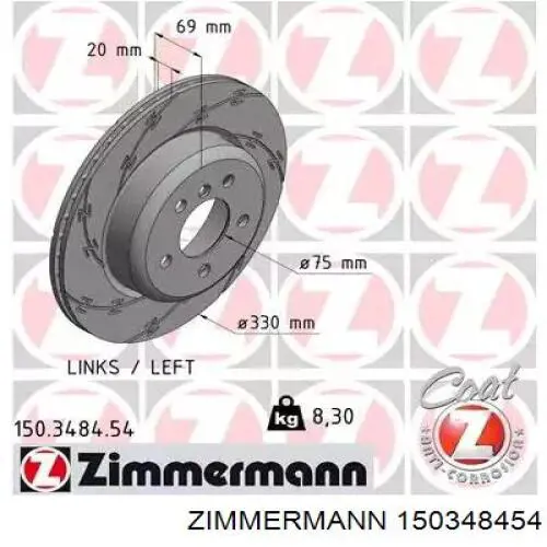 150.3484.54 Zimmermann tarcza hamulcowa tylna