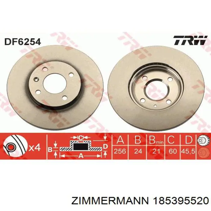 Tarcza hamulcowa przednia Zimmermann 185395520 cena, od 48,98 USD