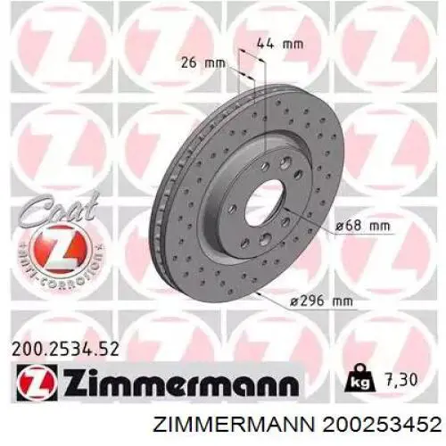 Tarcza hamulcowa przednia Zimmermann 200253452 cena, od 59,46 USD
