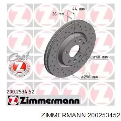 Tarcza hamulcowa przednia Zimmermann 200253452 cena, od 59,39 USD