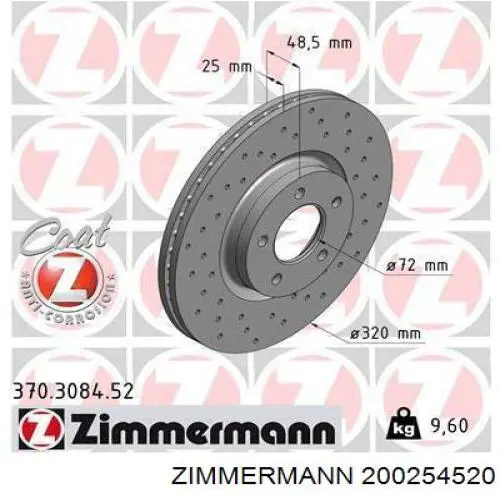 200254520 Zimmermann Tarcza hamulcowa przednia