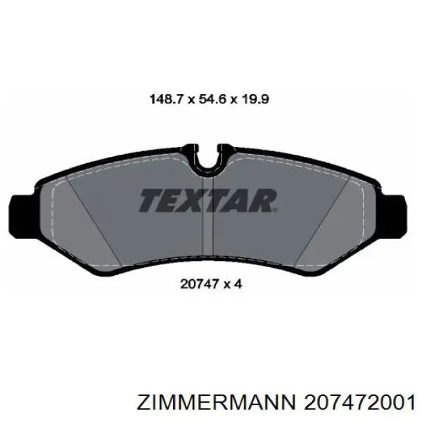 207472001 Zimmermann okładziny (klocki do hamulców tarczowych tylne)