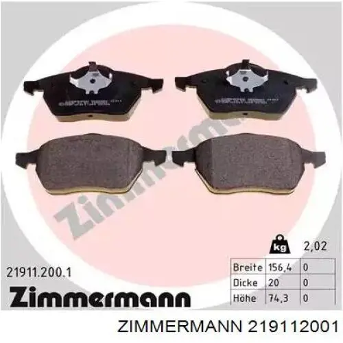 Klocki hamulcowe przednie tarczowe Zimmermann 219112001 cena, od 27,33 USD