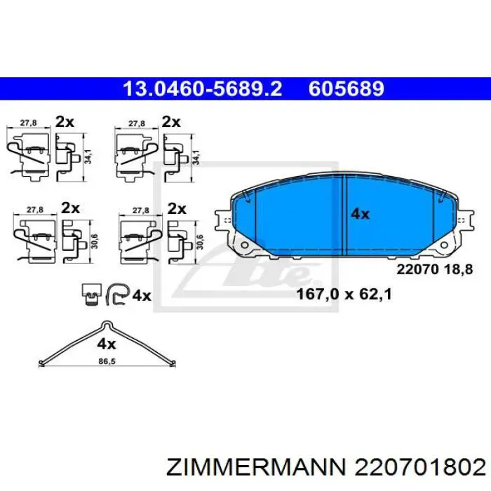 Klocki hamulcowe przednie tarczowe Zimmermann 220701802 cena, od 41,75 USD