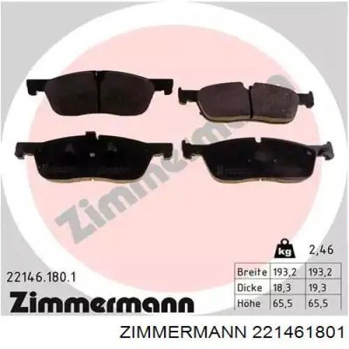 221461801 Zimmermann Klocki hamulcowe przednie tarczowe