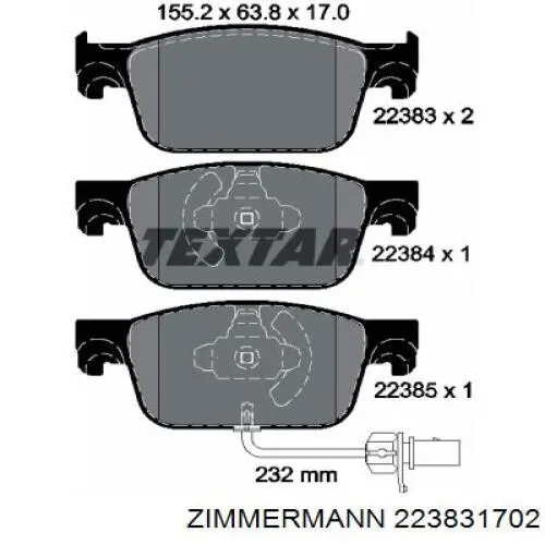 Do koszyka 223831702 Zimmermann Klocki hamulcowe przednie tarczowe