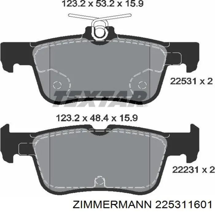 Okładziny (klocki) do hamulców tarczowych tylne Zimmermann 225311601 cena, od 26,64 USD