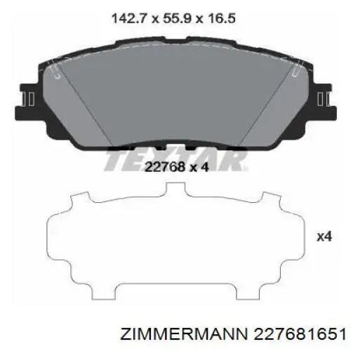 227681651 Zimmermann Klocki hamulcowe przednie tarczowe