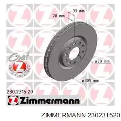 230.2315.20 Zimmermann tarcza hamulcowa przednia