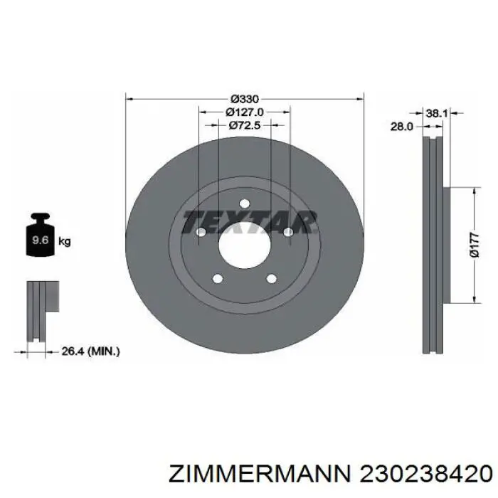 230238420 Zimmermann tarcza hamulcowa przednia