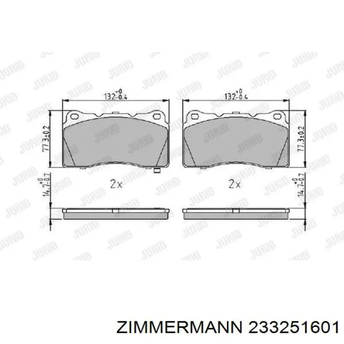 Do koszyka 233251601 Zimmermann Klocki hamulcowe przednie tarczowe