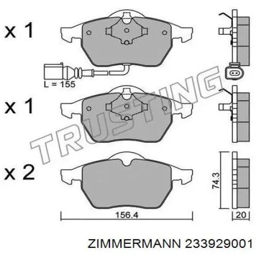 Klocki hamulcowe przednie tarczowe Zimmermann 233929001 cena, od 26,59 USD