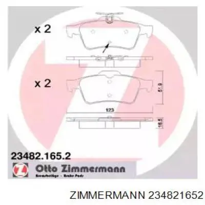 Do koszyka 234821652 Zimmermann Okładziny (klocki) do hamulców tarczowych tylne