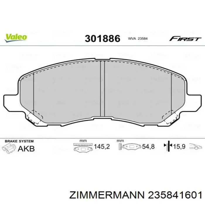 Klocki hamulcowe przednie tarczowe Zimmermann 235841601 cena, od 25,53 USD