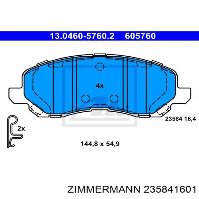 Do koszyka 235841601 Zimmermann Klocki hamulcowe przednie tarczowe
