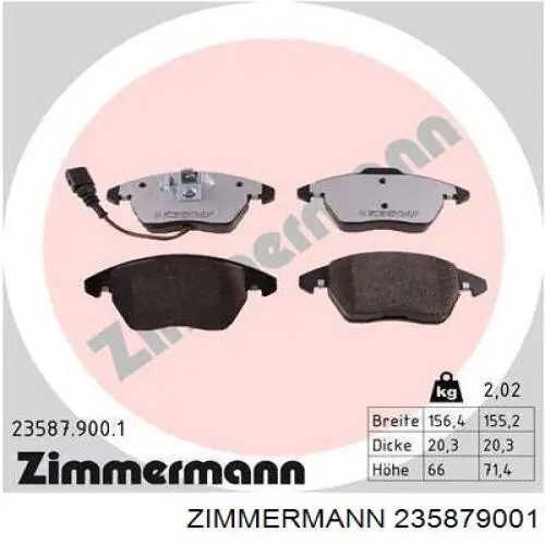 235879001 Zimmermann klocki hamulcowe przednie tarczowe