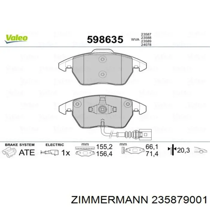 Klocki hamulcowe przednie tarczowe Zimmermann 235879001 cena, od 55,89 USD