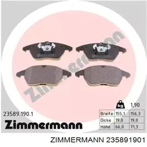 Klocki hamulcowe przednie tarczowe Zimmermann 235891901 cena, od 31,84 USD