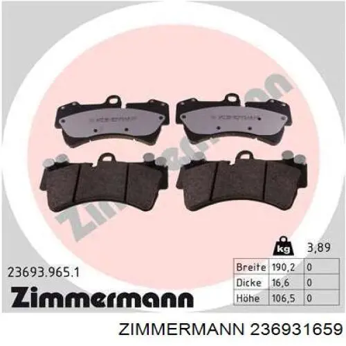 Do koszyka 236931659 Zimmermann Klocki hamulcowe przednie tarczowe