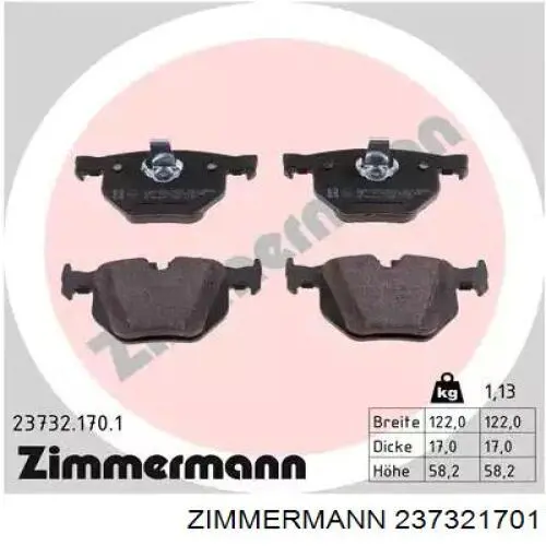 Okładziny (klocki) do hamulców tarczowych tylne Zimmermann 237321701 cena, od 26,68 USD