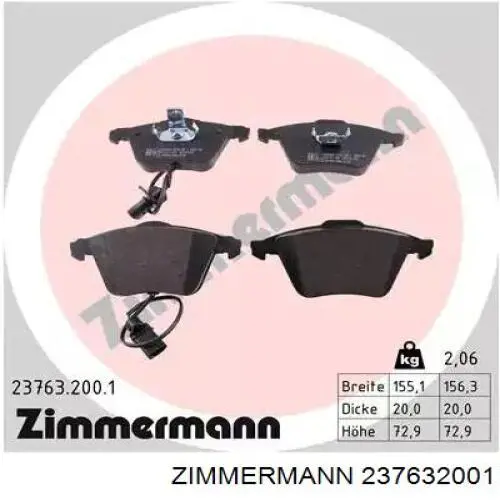 Klocki hamulcowe przednie tarczowe Zimmermann 237632001 cena, od 33,33 USD