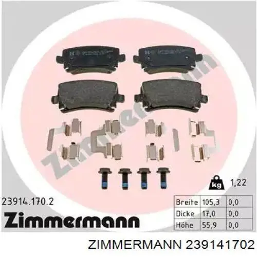 Okładziny (klocki) do hamulców tarczowych tylne Zimmermann 239141702 cena, od 23,61 USD