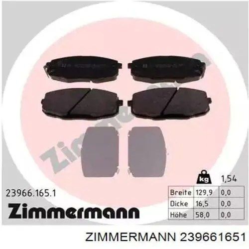 Klocki hamulcowe przednie tarczowe Zimmermann 239661651 cena, od 24,48 USD