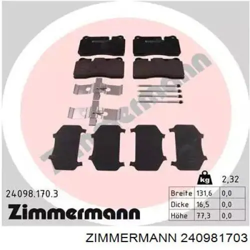 Klocki hamulcowe przednie tarczowe Zimmermann 240981703 cena, od 122,21 USD
