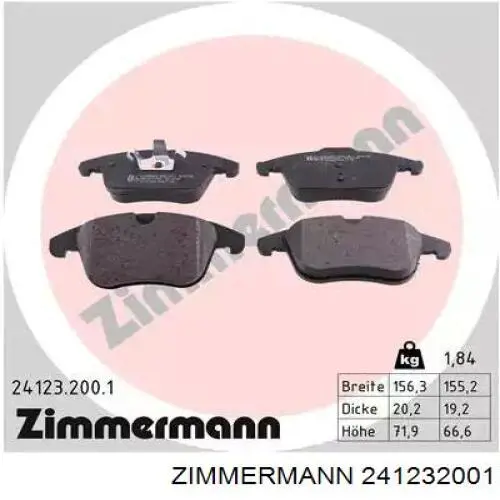 Klocki hamulcowe przednie tarczowe Zimmermann 241232001 cena, od 31,20 USD