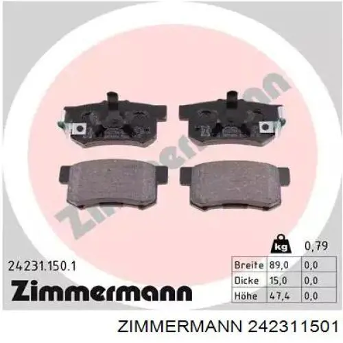 Okładziny (klocki) do hamulców tarczowych tylne Zimmermann 242311501 cena, od 24,65 USD