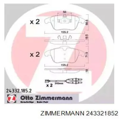 24332.185.2 Zimmermann klocki hamulcowe przednie tarczowe