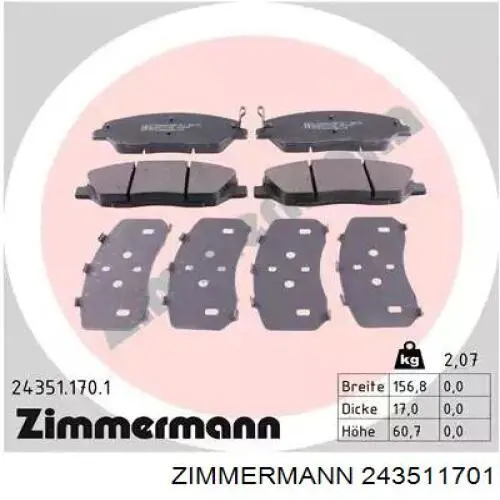 Klocki hamulcowe przednie tarczowe Zimmermann 243511701 cena, od 26,04 USD