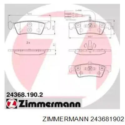 Okładziny (klocki) do hamulców tarczowych tylne Zimmermann 243681902 cena, od 26,26 USD