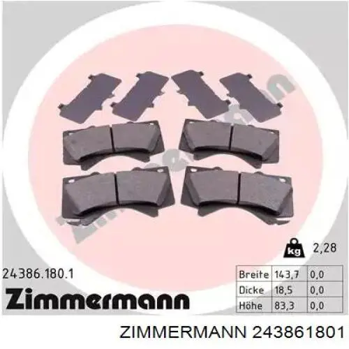 243861801 Zimmermann Klocki hamulcowe przednie tarczowe