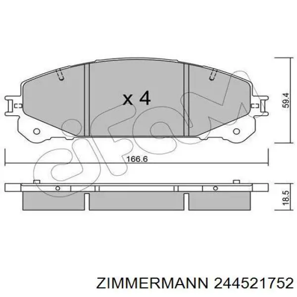 Do koszyka 244521752 Zimmermann Klocki hamulcowe przednie tarczowe