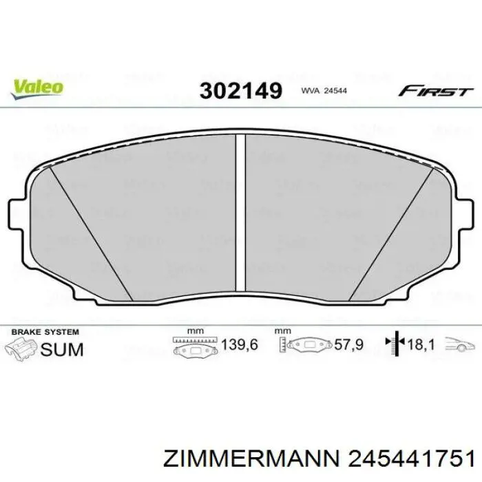 Do koszyka 245441751 Zimmermann Klocki hamulcowe przednie tarczowe
