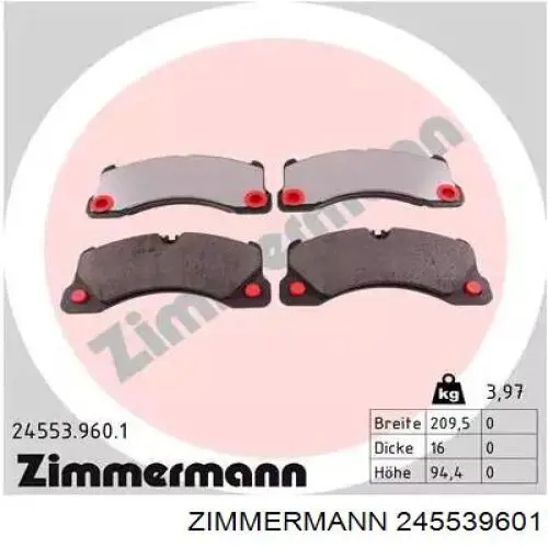 245539601 Zimmermann Klocki hamulcowe przednie tarczowe