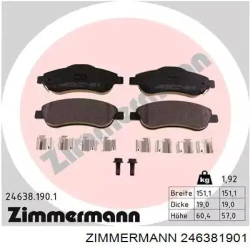 Klocki hamulcowe przednie tarczowe Zimmermann 246381901 cena, od 27,73 USD