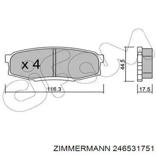 Okładziny (klocki) do hamulców tarczowych tylne Zimmermann 246531751 cena, od 22,60 USD