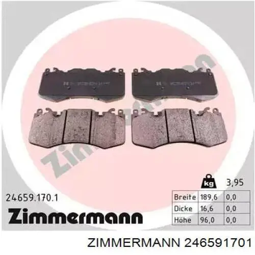 246591701 Zimmermann Klocki hamulcowe przednie tarczowe
