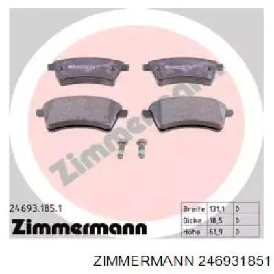 Klocki hamulcowe przednie tarczowe Zimmermann 246931851 cena, od 25,78 USD