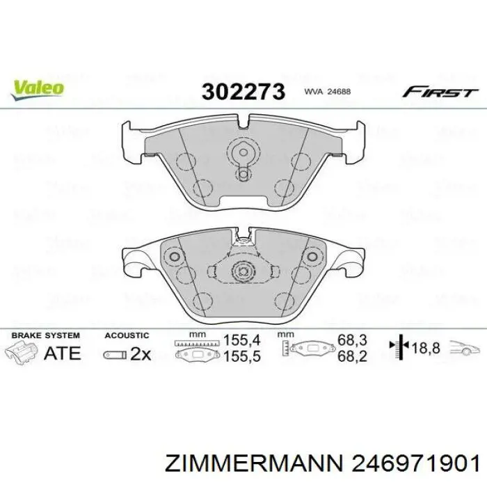 Do koszyka 246971901 Zimmermann Klocki hamulcowe przednie tarczowe