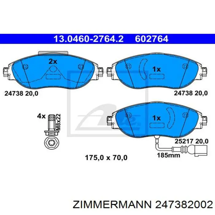Do koszyka 247382002 Zimmermann Klocki hamulcowe przednie tarczowe