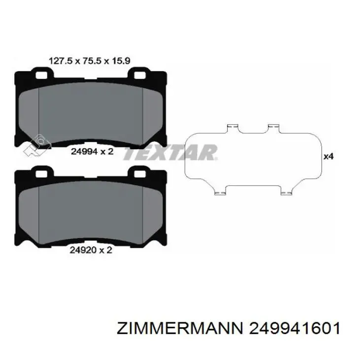 249941601 Zimmermann Klocki hamulcowe przednie tarczowe