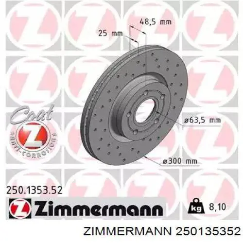 Tarcza hamulcowa przednia Zimmermann 250135352 cena, od 60,28 USD