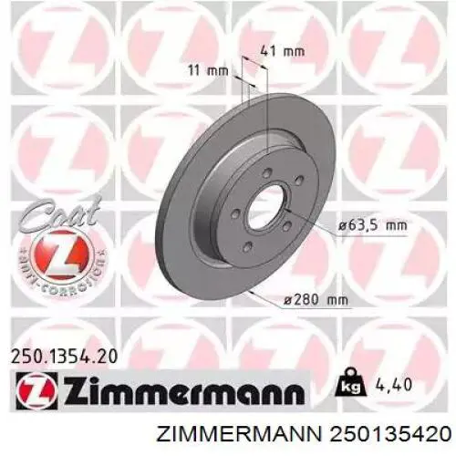 Tarcza hamulcowa tylna Zimmermann 250135420 cena, od 40,71 USD