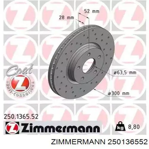 Tarcza hamulcowa przednia Zimmermann 250136552 cena, od 61,86 USD