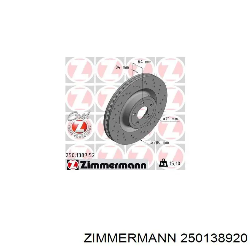 Tarcza hamulcowa tylna Zimmermann 250138920 cena, od 111,57 USD