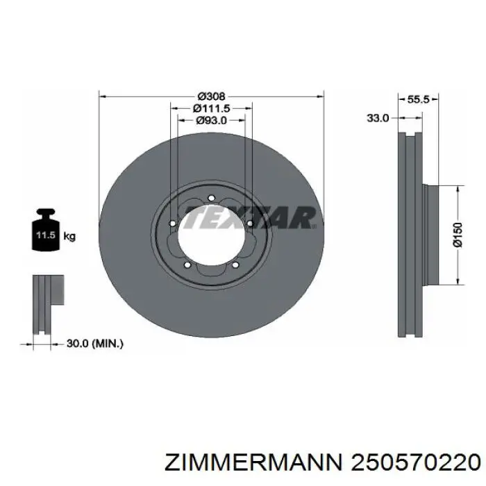 Tarcza hamulcowa przednia 1050155 AYD
